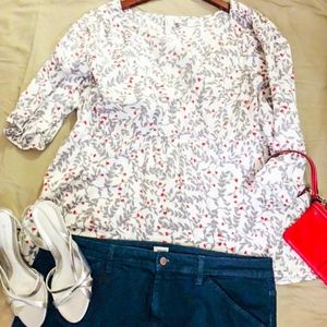 White and Gray Patterned Old Navy Blouse